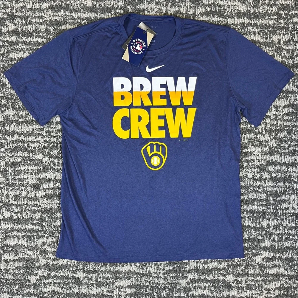 Nike Milwaukee Brewers T-Shirt Mens XL Navy Blue Brew Crew MLB Dri-FIT N922-44B